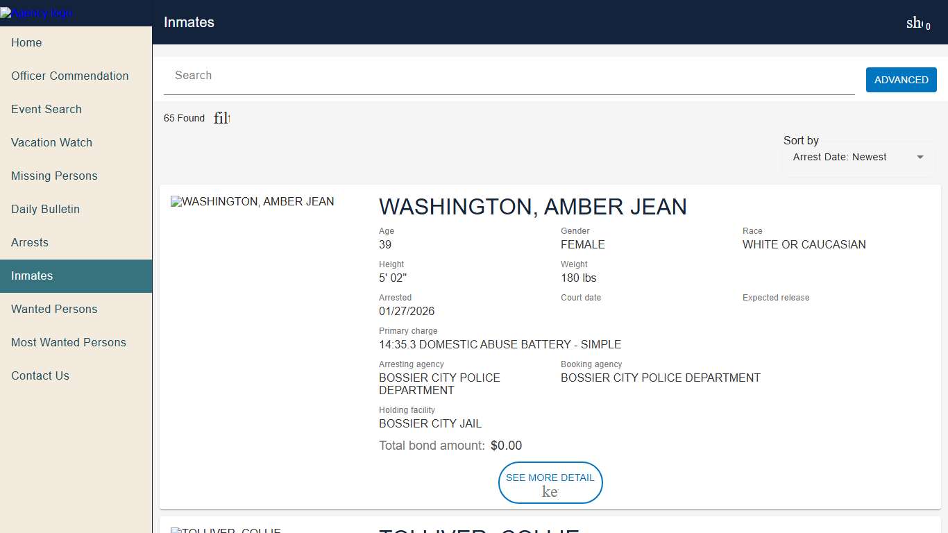 Bossier City Police To Citizen Police to Citizen - Inmates catalog